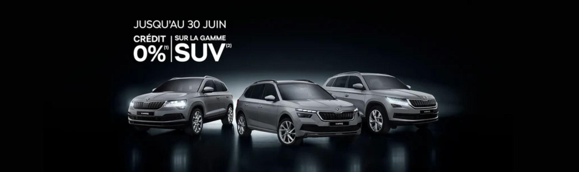 Profitez du crédit à 0% sur la gamme SUV ŠKODA